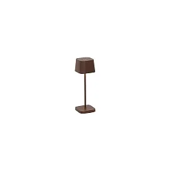 Lámpara de mesa a pilas OFELIA MICRO IP65, color oxidado regulable