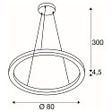 SLV LED Pendant luminaire ONE 80 PD DALI UP/DOWN, CCT switch, 3000/4000K, 615/635lm, white