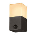SLV Luminaria de pared para exteriores GRAFIT angular, con sensor E27 IP44, antracita regulable