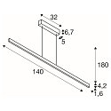 SLV Luminaria colgante ONE LINEAR 140 PHASE UP/DOWN IP20, lat�n regulable