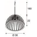 SLV Luminaria colgante WUD - HALF ROUND semicircular E27 IP20, madera, negro regulable