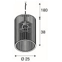 SLV Luminaria colgante WUD - CYLINDRIC cil�ndrico E27 IP20, madera, negro regulable