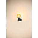 SLV Luminaria de pared VARYT redondo, sin pantalla E14 IP44, negro regulable