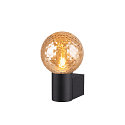 SLV Luminaria de pared VARYT redondo, sin pantalla E14 IP44, negro regulable