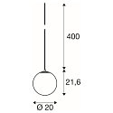 SLV Luminaria colgante SUN 20 con cable abierto, en forma de bala E27 IP20, regulable