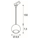SLV Luminaria colgante trif�sica LIGHT EYE� 90 abajo, en forma de bala GU10 IP20, blanco mate regulable