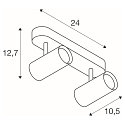SLV Luminaria de pared y techo NOBLO� DOUBLE PHASE de 2 llamas, redondo IP20, negro regulable