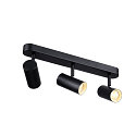 SLV Luminaria de pared y techo NOBLO� TRIPLE PHASE de 3 llamas, cil�ndrico, giro card�nico IP20, negro regulable