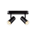 SLV Luminaria de pared y techo NOBLO� DOUBLE PHASE de 2 llamas, redondo IP20, negro regulable
