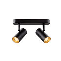 SLV Luminaria de pared y techo NOBLO� DOUBLE PHASE de 2 llamas, redondo IP20, negro regulable