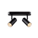 SLV Luminaria de pared y techo NOBLO� DOUBLE PHASE de 2 llamas, redondo IP20, negro regulable