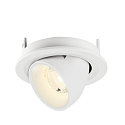 SLV Luminaria empotrable para techos NUMINOS� GIMBLE S redondo, apto para puestos de trabajo VDU IP20, blanco, barnizado regulable