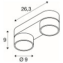 SLV Luminaria de pared y techo KALU 2.0 de 2 llamas, apto para puestos de trabajo VDU IP20, blanco, barnizado regulable