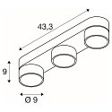 SLV Luminaria de pared y techo KALU 2.0 de 3 llamas, apto para puestos de trabajo VDU IP20, blanco, barnizado regulable