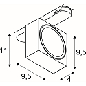 SLV Foco trifásico  EURO CUBE 2 M angular, giratorio, apto para puestos de trabajo VDU IP20, negro, blanco regulable