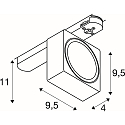 SLV Foco trifásico  EURO CUBE 2 M angular, giratorio, apto para puestos de trabajo VDU IP20, negro regulable