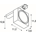 SLV Foco trifásico  EURO CUBE 2 L angular, giratorio, apto para puestos de trabajo VDU IP20, negro, blanco regulable