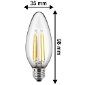 HWH Filamento luminoso en forma de vela C35 conmutable E27 4,5W 470lm 2700K 300� CRI > 90 