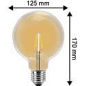 HWH Bombilla filamento Globe G125 E27 2W 160lm 2200K 300� CRI >80 