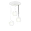 Luminaria colgante ACAI 16 de 3 llamas, redondo E27 IP20, mate, blanco opalino regulable