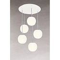 Casablanca Luminaria colgante ACAI 16 de 5 llamas, redondo E27 IP20, mate, blanco opalino regulable