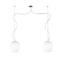 Luminaria colgante ANUA de 2 llamas E27 IP20, aluminio cepillado, mate, blanco opalino regulable