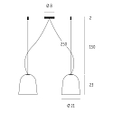 Casablanca Luminaria colgante CLAVIO M de 2 llamas, grande, regulable E27 IP20, antracita, negro mate regulable