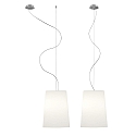 Luminaria colgante MESA LONG de 1 llama E27 IP20, aluminio cepillado, mate, blanco opalino regulable