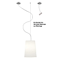 Casablanca Luminaria colgante MESA LONG de 1 llama E27 IP20, aluminio cepillado, mate, blanco opalino regulable