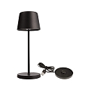 L�mpara de mesa a pilas BUNDLE CANIS MINI juego de 1, con cargador IP65, mate, negro regulable