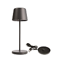 L�mpara de mesa a pilas BUNDLE CANIS MINI juego de 1, con cargador IP65, plomo oscuro, mate regulable