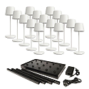 L�mpara de mesa a pilas CANIS MINI GASTRO con regulador t�ctil, con cargador, 15 piezas IP65, mate, blanco tr�fico regulable