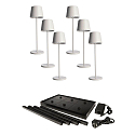L�mpara de mesa a pilas CANIS GASTRO M con regulador t�ctil, con cargador, 6 piezas IP65, plomo oscuro, mate regulable