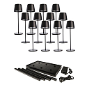 L�mpara de mesa a pilas CANIS GASTRO L con regulador t�ctil, con cargador, 12 piezas IP65, mate, negro grafito regulable