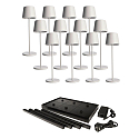 L�mpara de mesa a pilas CANIS GASTRO L con regulador t�ctil, con cargador, 12 piezas IP65, mate, blanco tr�fico regulable