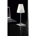 Fabas Luce Luminaria de mesa LUCY BIG con interruptor E14 IP20, n�quel satinado, blanco