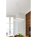 Fabas Luce Luminaria colgante BARD cuadrado, regulable IP20, satinado, blanco regulable