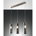 Luminaria colgante SINTESI de 3 llamas, cil�ndrico E27 IP20, n�quel satinado, color humo regulable