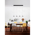 Fabas Luce Luminaria colgante ARABELLA de 4 llamas, redondo IP20, color humo, negro regulable