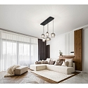 Fabas Luce Luminaria colgante GILLIS de 5 llamas E27 IP20, color humo, negro regulable
