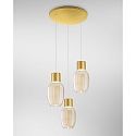 Luminaria colgante LAPO de 3 llamas, redondo IP20, dorado regulable