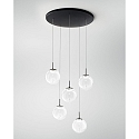 Luminaria colgante ARIEL de 5 llamas, redondo IP20, negro regulable
