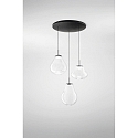 pendant luminaire DEVA 3 flames, round IP20, black dimmable