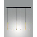 Luminaria colgante SUSA de 6 llamas IP20, negro, lat�n satinado regulable