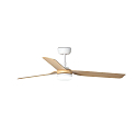 Faro Ceiling fan PUNT M with remote control IP20, white matt, maple