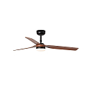 Faro Ceiling fan PUNT M with remote control IP20, black matt, walnut