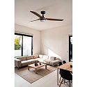Faro Ceiling fan PUNT M with remote control IP20, black matt, walnut