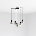 Luminaria colgante KOMBO de 5 llamas E27 IP20, gris, negro mate 