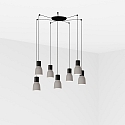 Luminaria colgante KOMBO de 7 llamas E27 IP20, gris, negro mate 