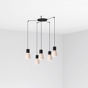 Luminaria colgante KOMBO de 5 llamas E27 IP20, beige, negro mate 